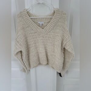 Topshop Cream V-Neck Sweater